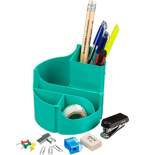 Набор настольный Attache Оптима 14 предметов бирюза 6 отделений вращающийся