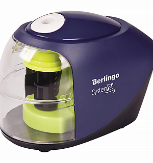 Точилка электрическая Berlingo "SystemX" 1 отверстие, с контейнером, картон. упаковка