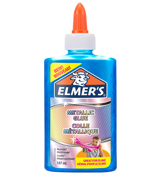 Клей для слаймов Elmers "Metallic Glue", 147мл, синий, металлик