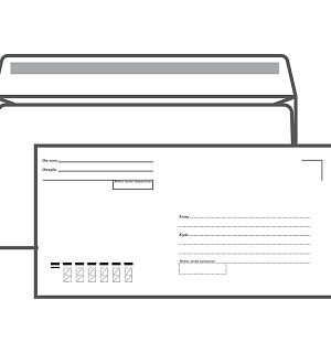 Конверт E65, Ряжская печатная фабрика, 110*220мм, с подсказом, б/окна, кл. край