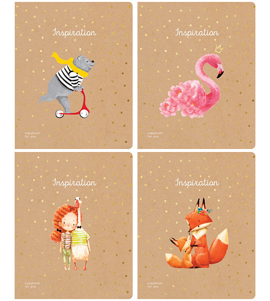 Тетрадь 48л., А5, клетка Greenwich Line "Trendy kraft", краф-картон, тиснение фольгой, 70г/м2