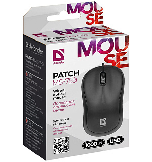 Мышь Defender Patch MS-759, USB, черный, 2btn+Roll