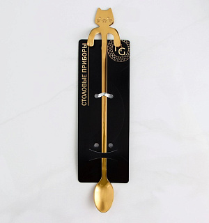 Ложка барная Magistro «Котик», 20×3,3×1,5 см, цвет золотой