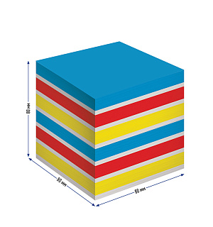 Блок для записи на склейке Berlingo "Rainbow" 8*8*8см, цветной