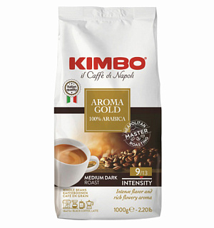 Кофе в зернах KIMBO "Aroma Gold Arabica" (Кимбо "Арома Голд Арабика"), натуральный, 1000 г, вакуумная упаковка