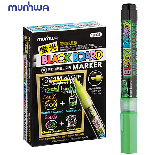 Маркер меловой MunHwa "Black Board Marker" зеленый, 3мм, водная основа