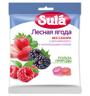Карамель леденцовая SULA (Зула) "Лесные ягоды", без сахара с витамином С, 60 г, 86639
