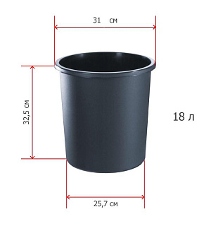 Корзина офисная 18л пластик, черная КР41