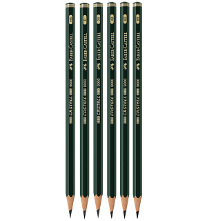 Набор карандашей ч/г Faber-Castell "Castell 9000", 6шт., HB-8B, заточен., метал. кор.