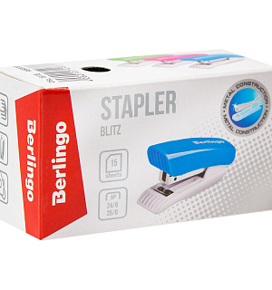 Мини-степлер №24/6, 26/6 Berlingo "Blitz" до 15л., пластиковый корпус, ассорти