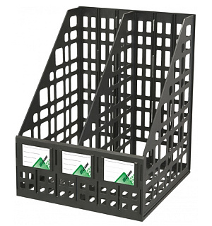 Лоток для бумаг вертикальный СТАММ, сборный, 2 отделения, черный