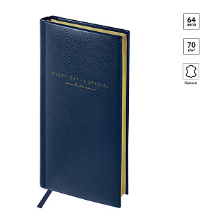 Еженедельник недатированный, карманный, 64л., кожзам, OfficeSpace "Dallas", синий, зол. срез