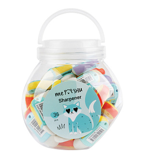 Точилка пластиковая с ластиком MESHU "Summer party" 1 отверстие, ассорти