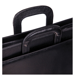 Портфель OfficeSpace "Irena", кожзам, черный, 2 отделения, молния, задвиг. ручки