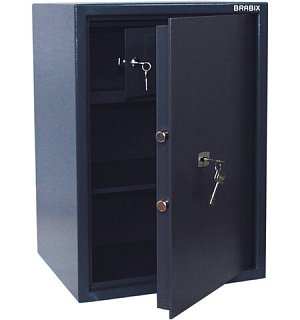 Сейф BRABIX "КМ-620Т", 620х430х375 мм, 35 кг, ключевой замок + полка, трейзер, крепление к стене, 291167