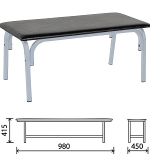 Банкетка без спинки "Астрид", 980х450х415 мм, серый каркас, кожзам черный