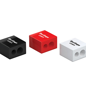 Точилка пластиковая Berlingo "Cubix" 2 отверстия, контейнер, ассорти