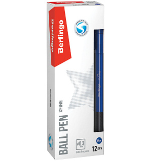 Ручка шариковая Berlingo "xFine" синяя, 0,3мм, грип