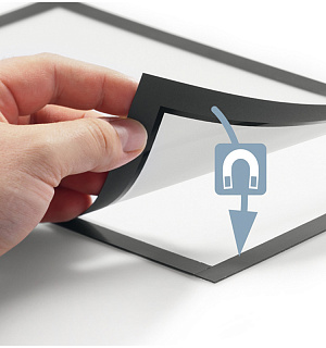 Комплект рамок самоклеящихся магнитных информационных 2шт. Durable "Duraframe" А3, серебристый метал