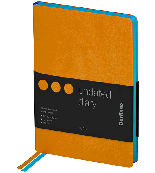 Ежедневник недатир. В6, 136л., кожзам, Berlingo "Fuze", цветной срез, оранжевый