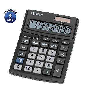 Калькулятор настольный Citizen Business Line CMB1001-BK, 10 разрядов, двойное питание, 102*137*31мм, черный