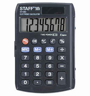 Калькулятор карманный STAFF STF-883 (95х62 мм), 8 разрядов, двойное питание, 250196