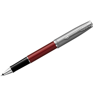 Ручка-роллер Parker "Sonnet Sand Blasted Metal&Red Lacquer" черная, 0,8мм, подарочная упаковка