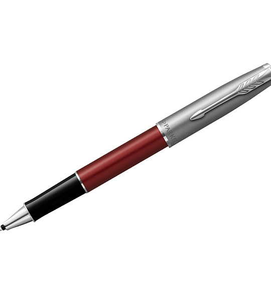 Ручка-роллер Parker "Sonnet Sand Blasted Metal&Red Lacquer" черная, 0,8мм, подарочная упаковка