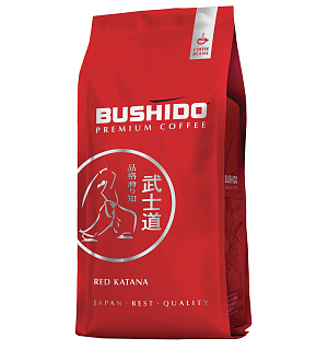 Кофе в зернах BUSHIDO "Red Katana", натуральный, 1000 г, 100% арабика, вакуумная упаковка, BU10004007