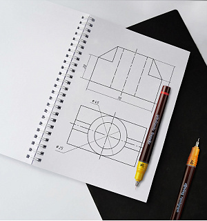 Рапидограф Rotring 0,35мм, пластик. корпус, картридж с чернилами