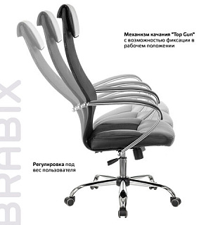 Кресло офисное BRABIX PREMIUM "Stalker EX-608 CH", хром, ткань-сетка/кожзам, черное, 532091