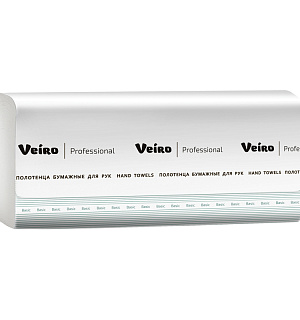 Полотенца бумажные лист. Veiro Professional "Basic"(V-сл), 1-слойные, 250л/пач, 21*21,6, цвет натуральный