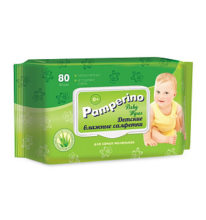 Салфетки влажные PAMPERINO ДЕТСКИЕ 80шт в упаковке с клапаном