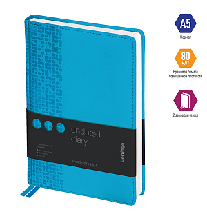 Ежедневник недатир. A5, 160л., кожзам, Berlingo "Vivella Prestige", голубой