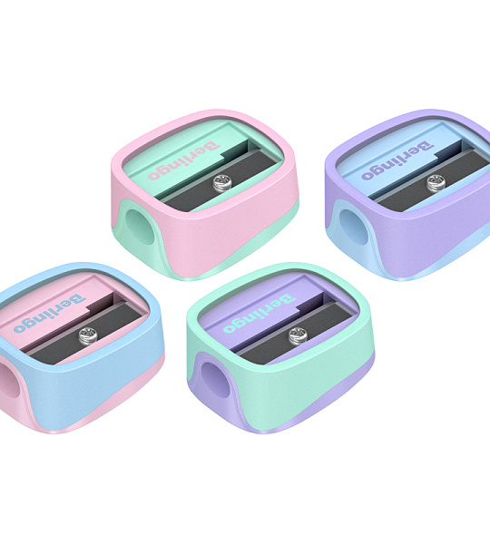 Точилка пластиковая Berlingo "Haze" 1 отверстие, ассорти, туба