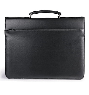 Портфель "Проект", 38х28,5х10 см, искусственная кожа, 2 отделения, замок с ключом, черный, 200