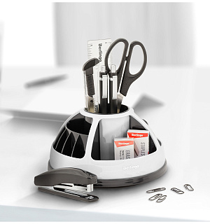 Настольный органайзер Berlingo "BR", 9 предметов, вращающийся, черный/белый