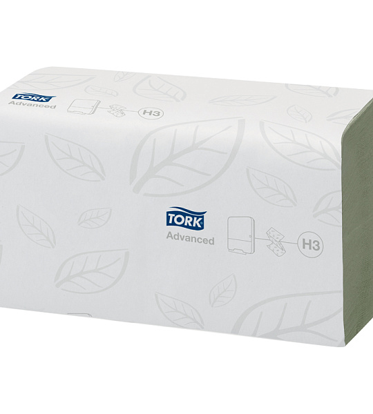 Полотенца бумажные лист. Tork "Advanced"(ZZ-сл)(Н3), 2-слойные, 250л/пач, 23*24,8см, зеленые