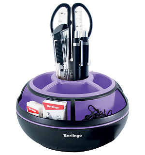 Настольный органайзер Berlingo "Instinct", 9 предметов, вращающийся, черный/лаванда