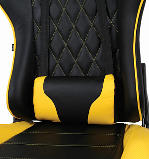Кресло компьютерное BRABIX "GT Master GM-110", две подушки, экокожа, черное/желтое, 531927