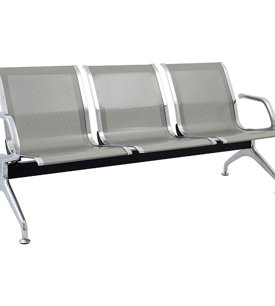 Секция 3 места Флайт, 1775*662*823, балка черн, сидение перф металл серый RAL7001(ПОД ЗАКАЗ)
