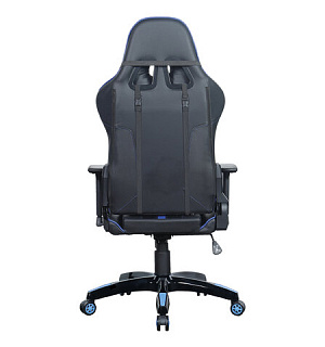 Кресло компьютерное BRABIX "GT Carbon GM-120", две подушки, экокожа, черное/синее, 531930