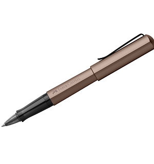 Ручка-роллер Faber-Castell "Hexo" черная, 0,7мм, шестигран., бронзовый корпус, инд. карт. упаковка