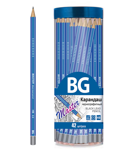 Карандаш ч/г BG "Master" HB, шестигран., заточен