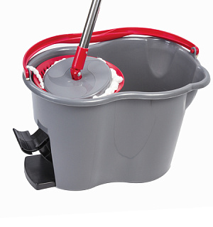 Набор для уборки LAIMA, ведро 14 л/7 л с отжимом и педалью, швабра с круглой насадкой (2 шт., кольцо), 603622