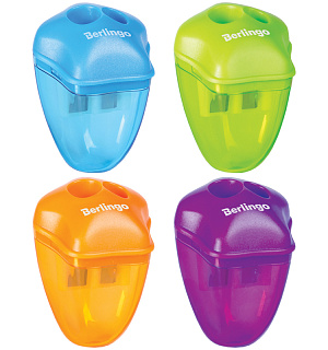 Точилка пластиковая Berlingo "Spike XL" 2 отверстия, контейнер, ассорти, дисплей