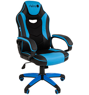 Кресло игровое Helmi HL-S16 "Pilot", экокожа, черная/синяя, механизм качания