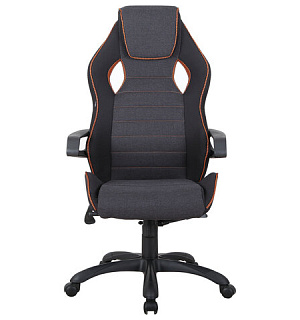 Кресло компьютерное BRABIX "Techno Pro GM-003", ткань, черное/серое, вставки оранжевые, 531813