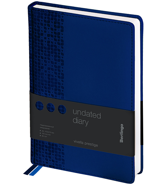 Ежедневник недатир. A5, 160л., кожзам, Berlingo "Vivella Prestige", синий