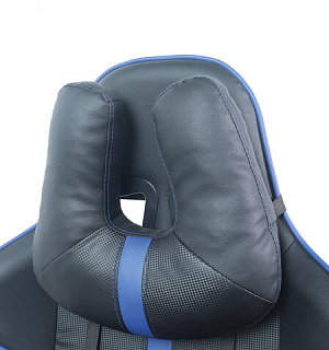 Кресло компьютерное BRABIX "GT Carbon GM-120", две подушки, экокожа, черное/синее, 531930